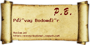 Pávay Bodomér névjegykártya